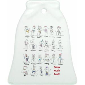 RPC Kindergarten Snowmen Ceramic Bell Ornament