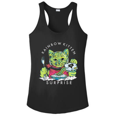 Rainbow Kitten Surprise Cute Eat Retro Animals Ladies PosiCharge Competitor Racerback Tank