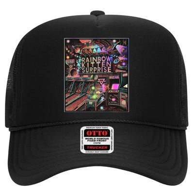 Rainbow Kitten Surprise Band High Crown Mesh Back Trucker Hat