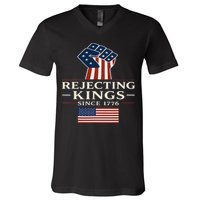 Rejecting Kings Since 1776 Hand Grip Design V-Neck T-Shirt