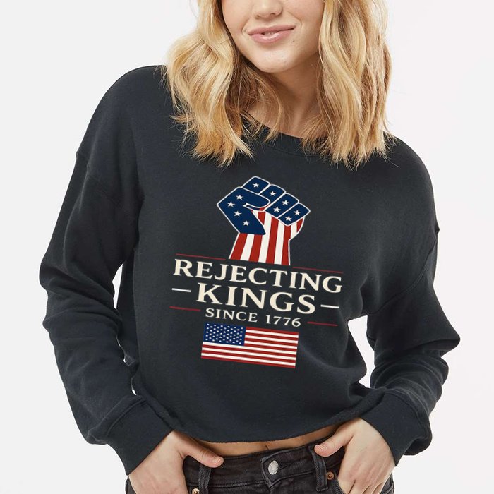 Rejecting Kings Since 1776 Hand Grip Design Cropped Pullover Crew