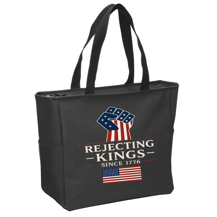 Rejecting Kings Since 1776 Hand Grip Design Zip Tote Bag