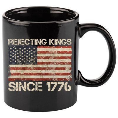 Rejecting Kings Since 1776 American Vintage Flag 11oz C Handle Ceramic Mug