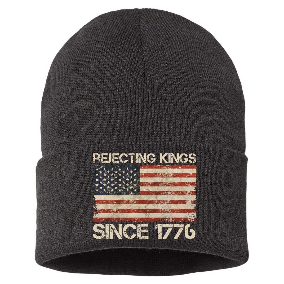 Rejecting Kings Since 1776 American Vintage Flag Sustainable Knit Beanie