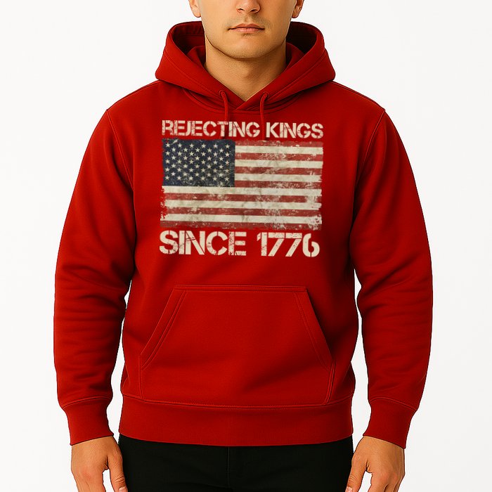 Rejecting Kings Since 1776 American Vintage Flag Hoodie