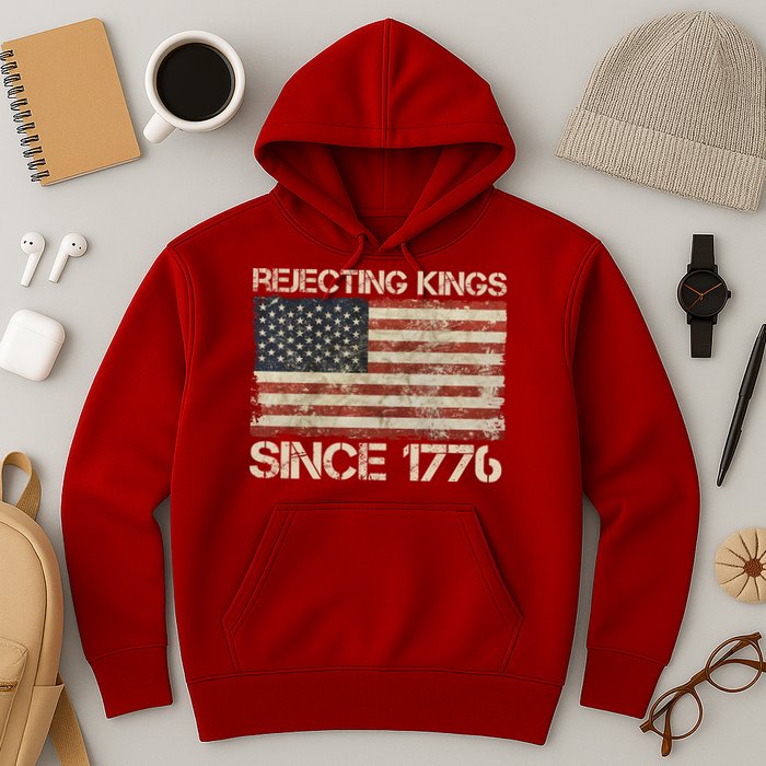 Rejecting Kings Since 1776 American Vintage Flag Hoodie