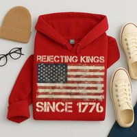 Rejecting Kings Since 1776 American Vintage Flag Hoodie