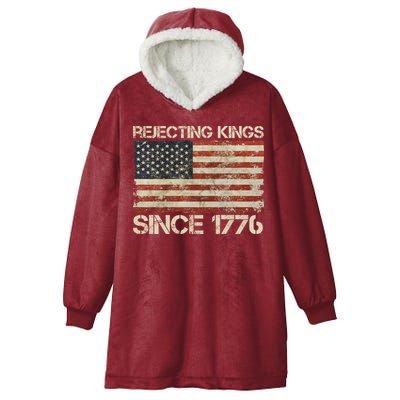 Rejecting Kings Since 1776 American Vintage Flag Hooded Wearable Blanket
