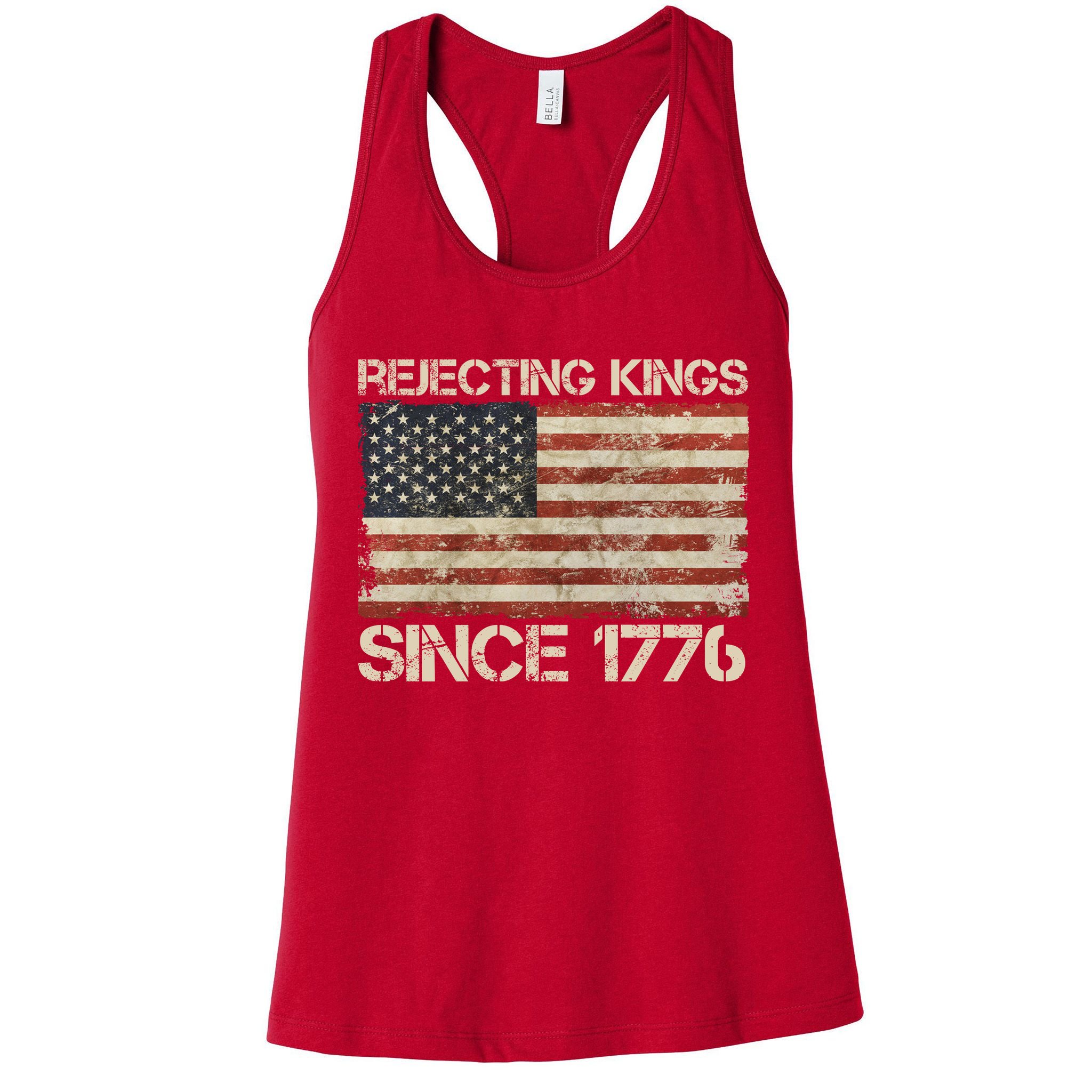 Rejecting Kings Since 1776 American Vintage Flag Womens Tank Top