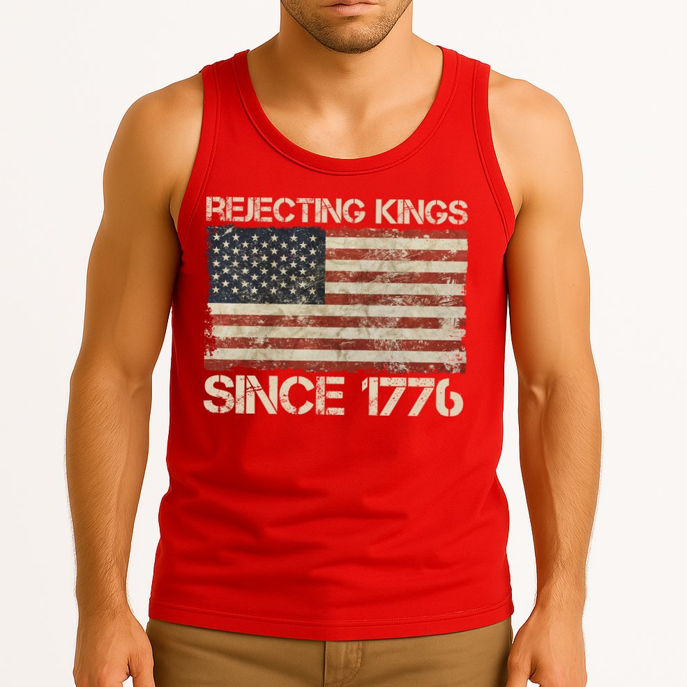 Rejecting Kings Since 1776 American Vintage Flag Tank Top