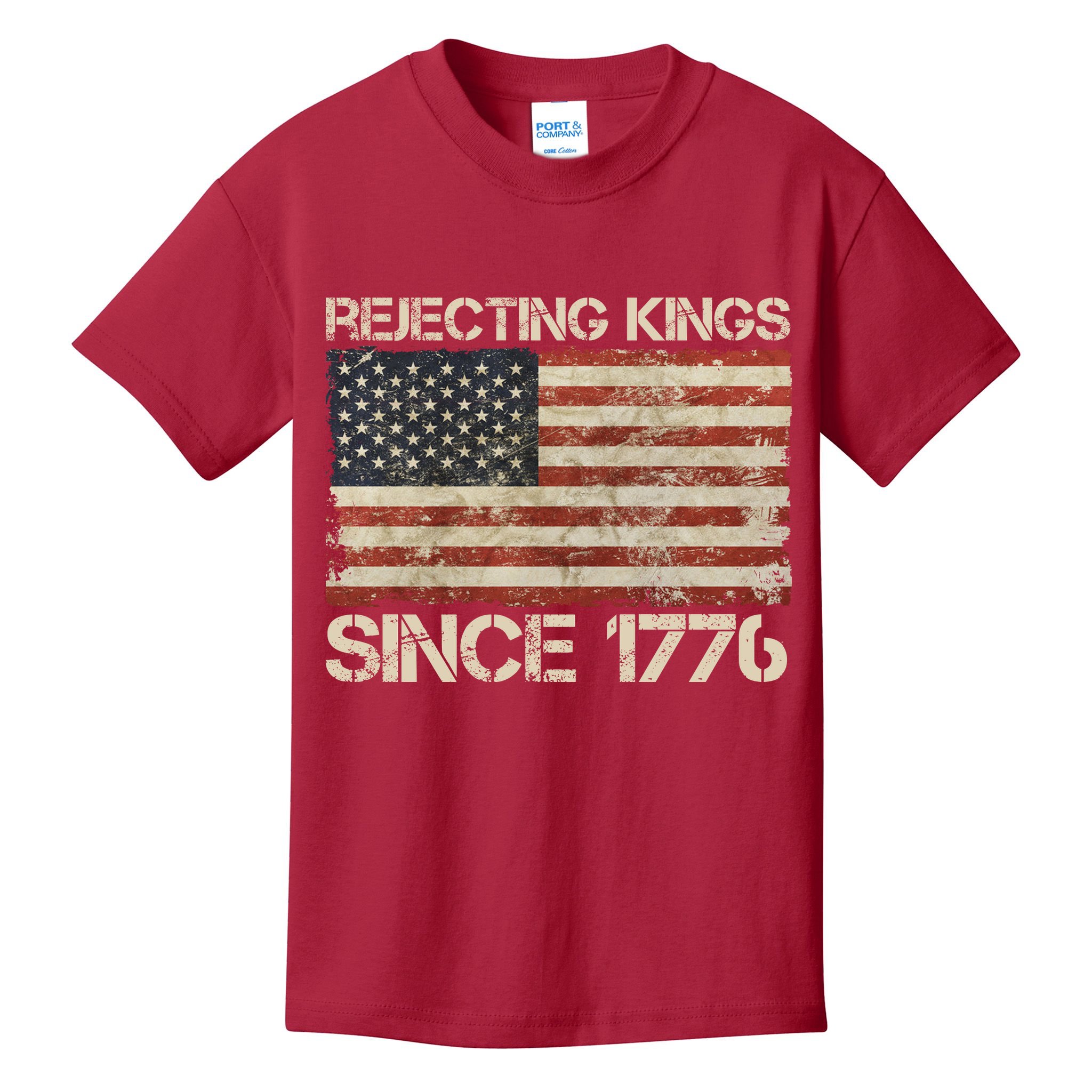 Rejecting Kings Since 1776 American Vintage Flag Kids T-Shirt