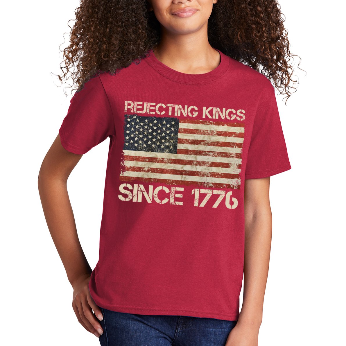 Rejecting Kings Since 1776 American Vintage Flag Kids T-Shirt