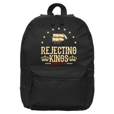 Rejecting Kings Since 1776 Vintage Patriotic No Kings 16 in Basic Backpack