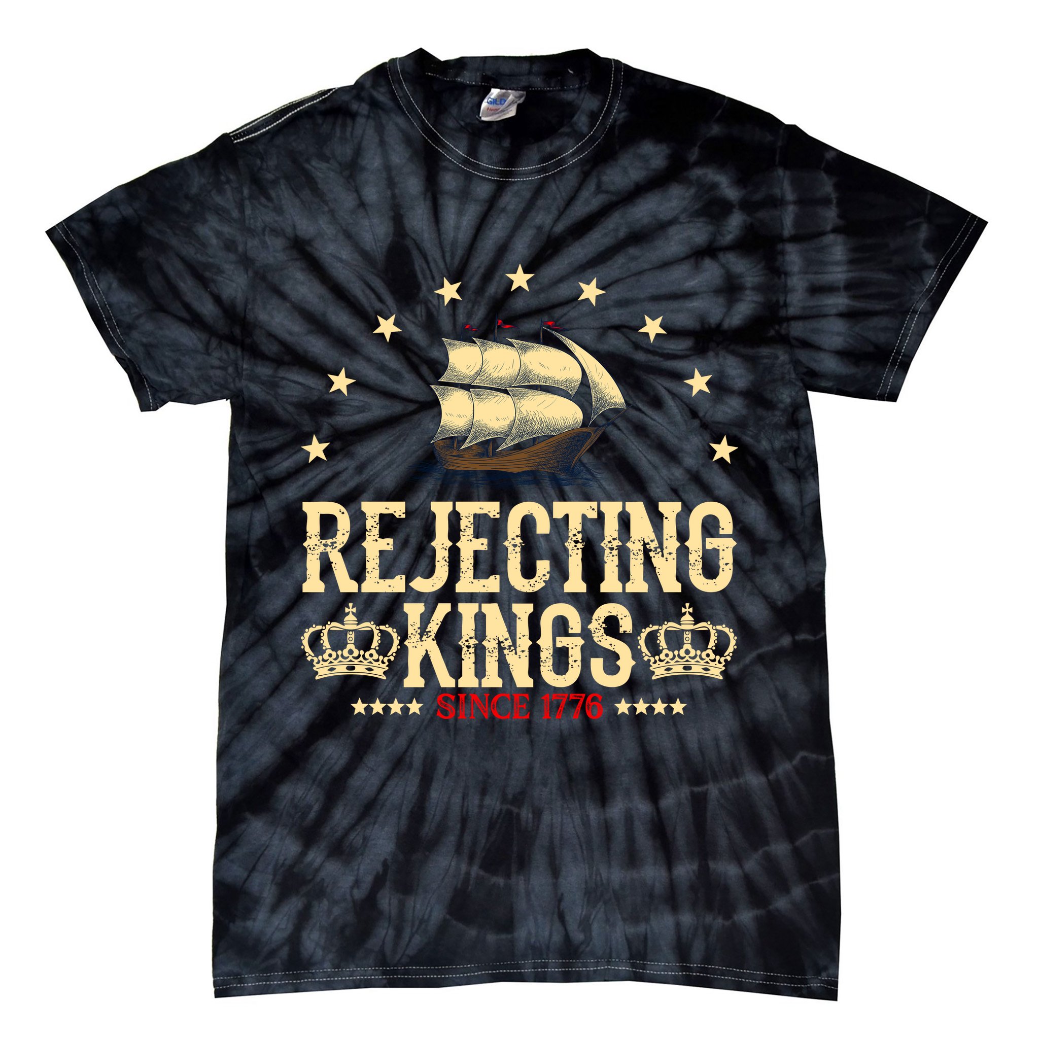Rejecting Kings Since 1776 Vintage Patriotic No Kings Tie-Dye T-Shirt