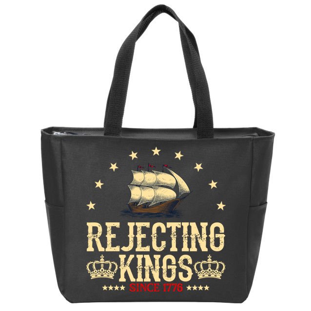 Rejecting Kings Since 1776 Vintage Patriotic No Kings Zip Tote Bag