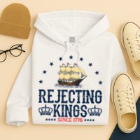Rejecting Kings Since 1776 Vintage Patriotic No Kings Hoodie