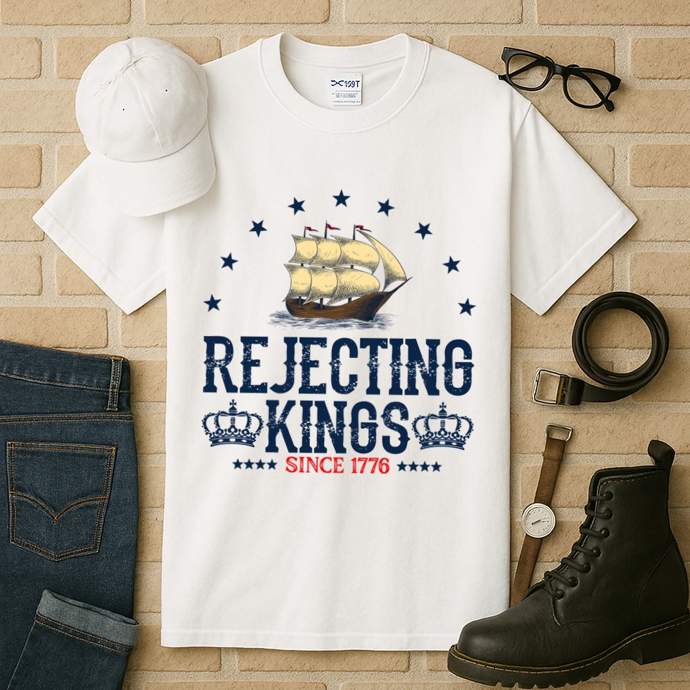 Rejecting Kings Since 1776 Vintage Patriotic No Kings Tall T-Shirt