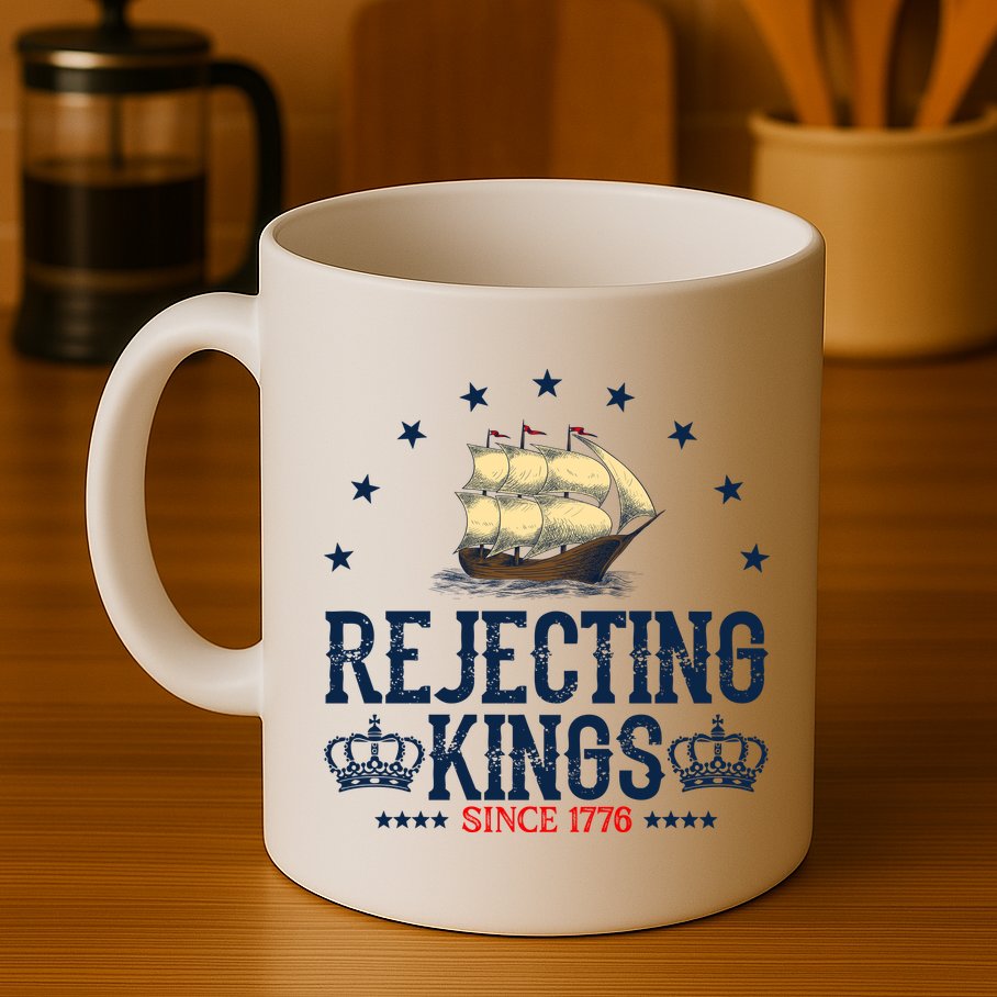 Rejecting Kings Since 1776 Vintage Patriotic No Kings Mug