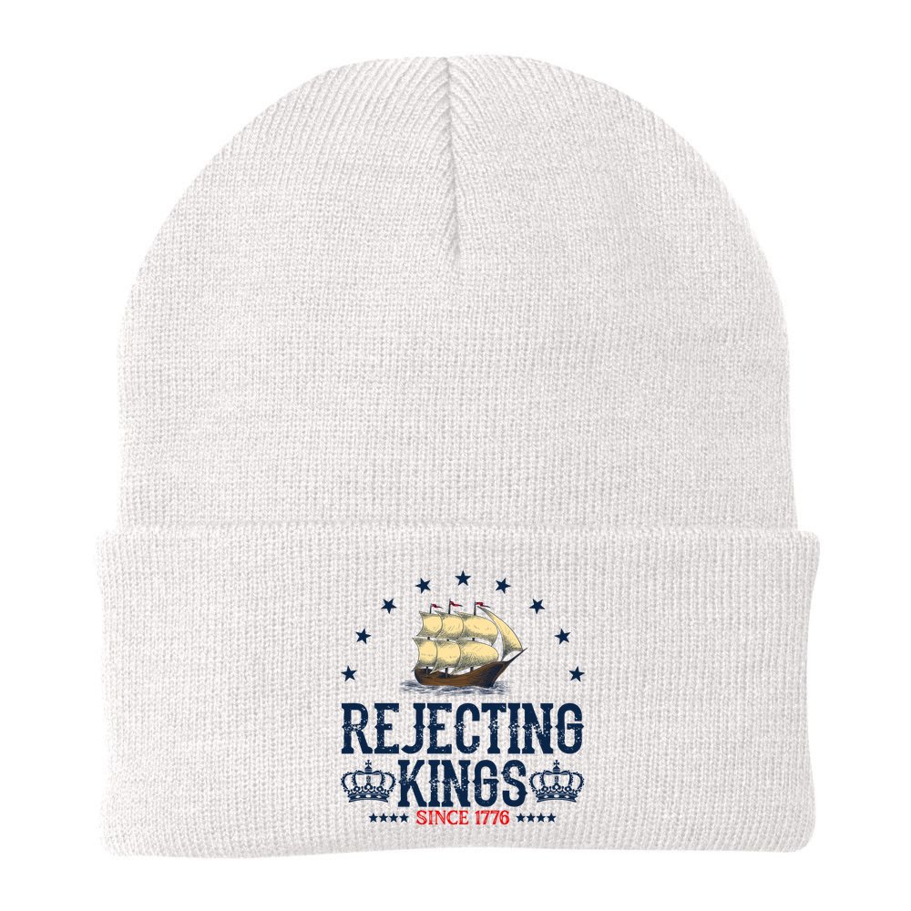 Rejecting Kings Since 1776 Vintage Patriotic No Kings Beanie