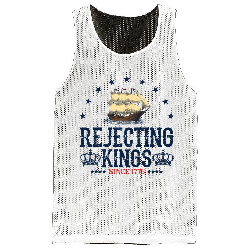 Rejecting Kings Since 1776 Vintage Patriotic No Kings Mesh Reversible Basketball Jersey Tank