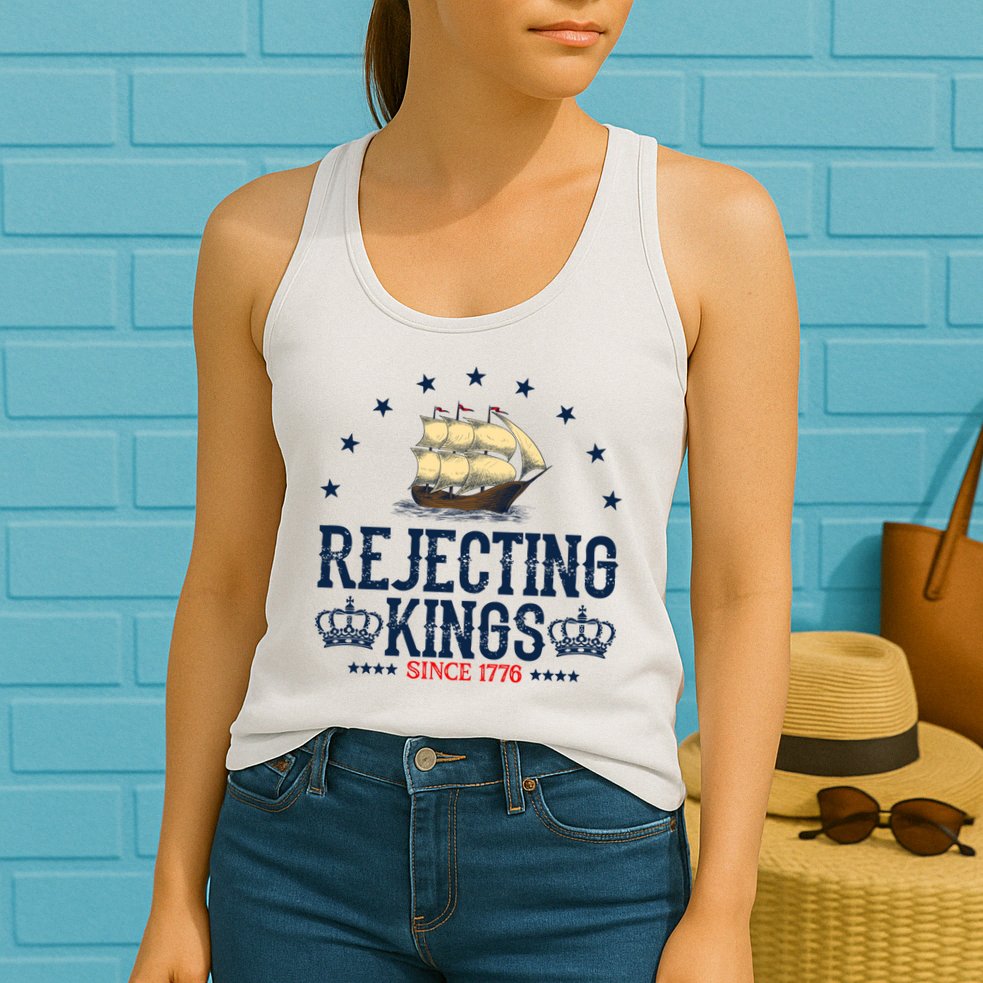 Rejecting Kings Since 1776 Vintage Patriotic No Kings Womens Tank Top