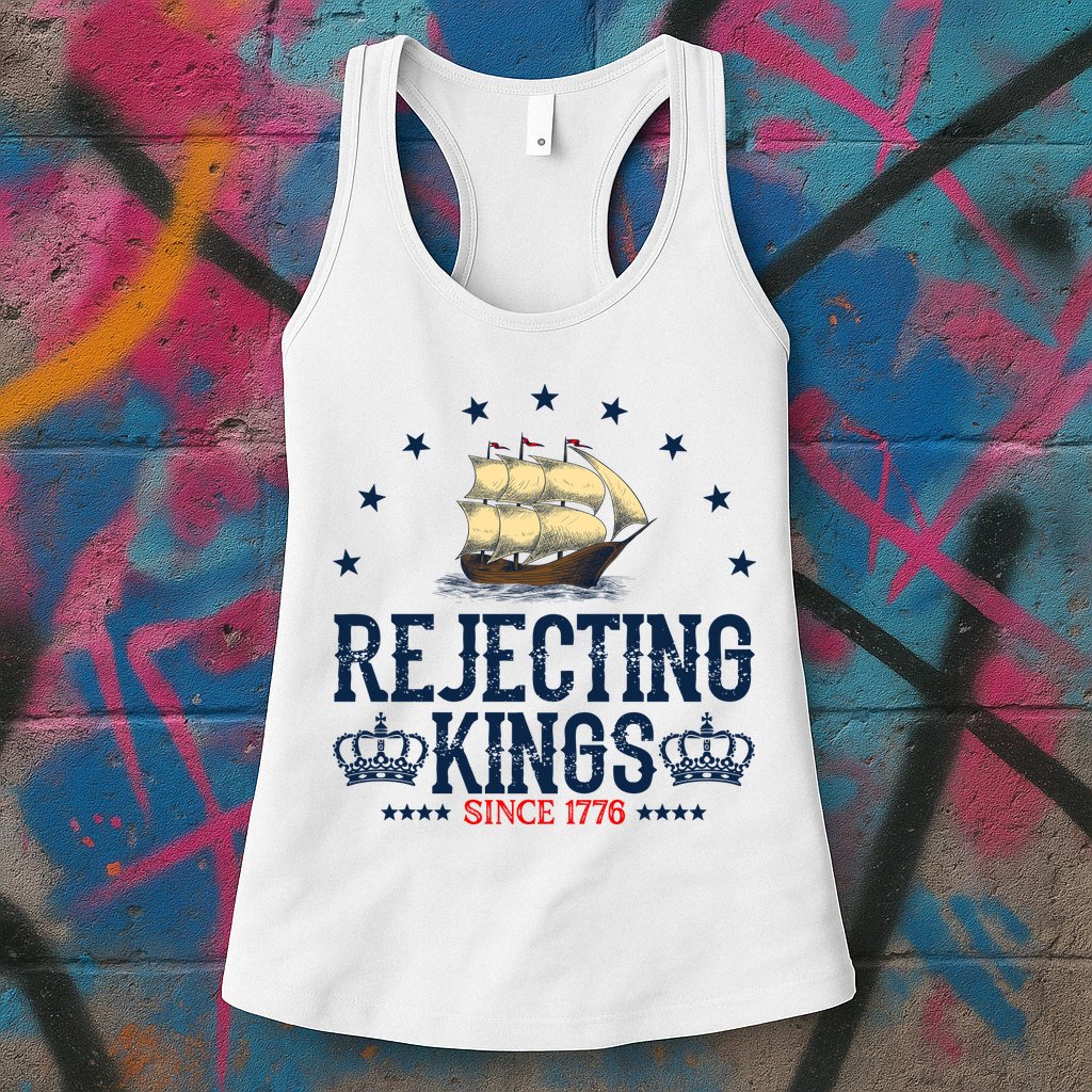 Rejecting Kings Since 1776 Vintage Patriotic No Kings Womens Tank Top