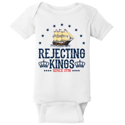Rejecting Kings Since 1776 Vintage Patriotic No Kings Baby Bodysuit