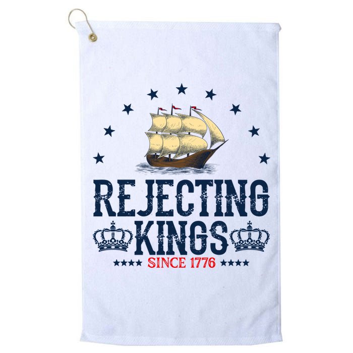 Rejecting Kings Since 1776 Vintage Patriotic No Kings Golf Towel