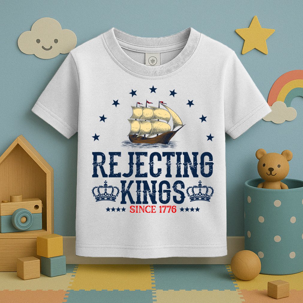 Rejecting Kings Since 1776 Vintage Patriotic No Kings Toddler T-Shirt