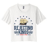 Rejecting Kings Since 1776 Vintage Patriotic No Kings Crop Top