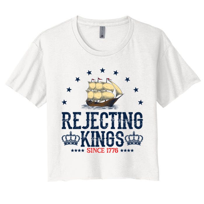 Rejecting Kings Since 1776 Vintage Patriotic No Kings Crop Top