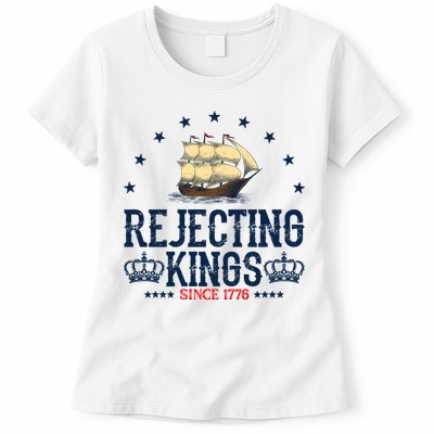 Rejecting Kings Since 1776 Vintage Patriotic No Kings Womens T-Shirt