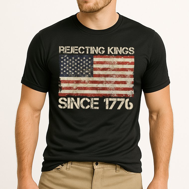 Rejecting Kings Since 1776 American Vintage Flag Performance Shirt
