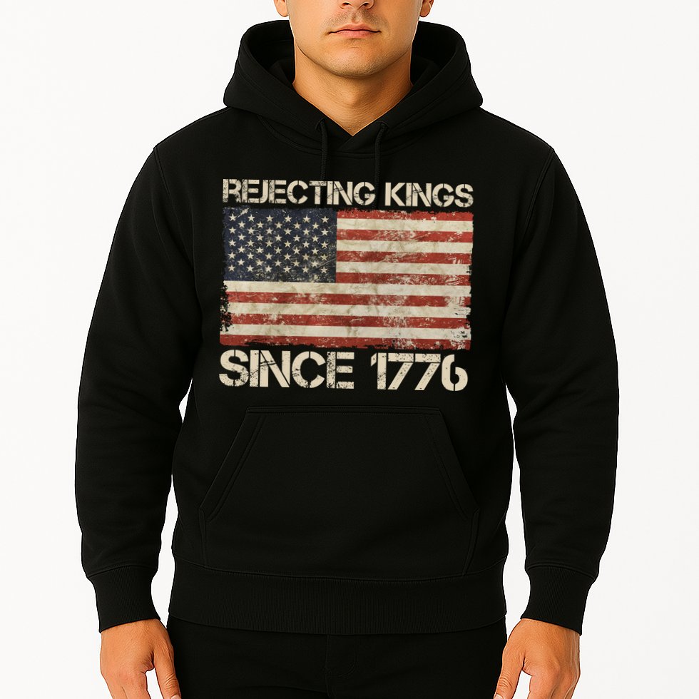 Rejecting Kings Since 1776 American Vintage Flag Hoodie