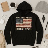 Rejecting Kings Since 1776 American Vintage Flag Hoodie