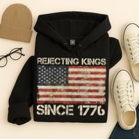 Rejecting Kings Since 1776 American Vintage Flag Hoodie