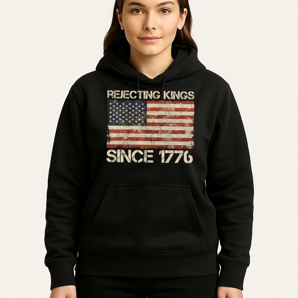 Rejecting Kings Since 1776 American Vintage Flag Hoodie