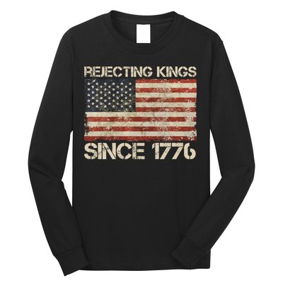 Rejecting Kings Since 1776 American Vintage Flag Long Sleeve Shirt