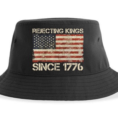 Rejecting Kings Since 1776 American Vintage Flag Sustainable Bucket Hat