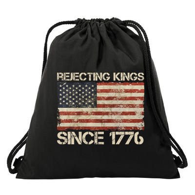 Rejecting Kings Since 1776 American Vintage Flag Drawstring Bag