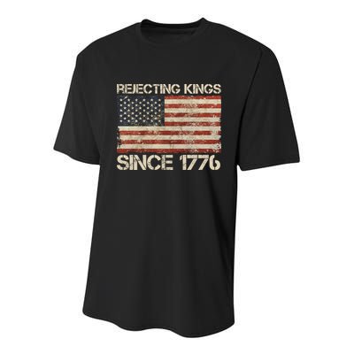 Rejecting Kings Since 1776 American Vintage Flag Youth Performance Sprint T-Shirt