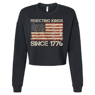 Rejecting Kings Since 1776 American Vintage Flag Cropped Pullover Crew