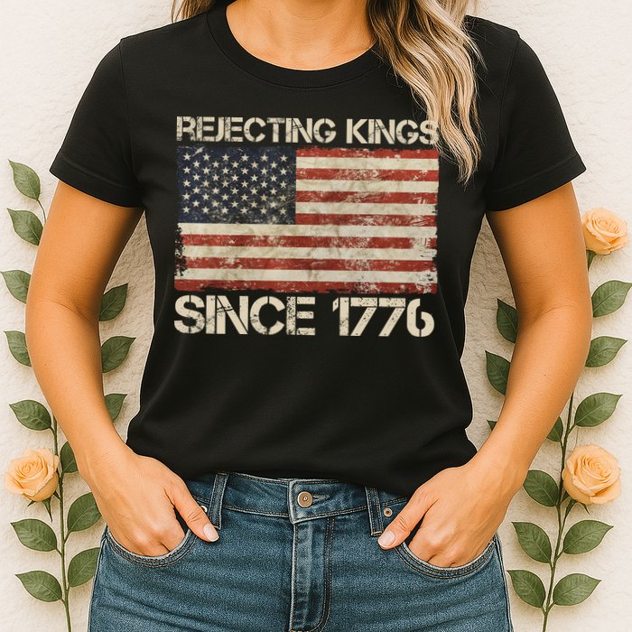 Rejecting Kings Since 1776 American Vintage Flag Womens T-Shirt
