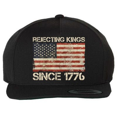 Rejecting Kings Since 1776 American Vintage Flag Wool Snapback Cap