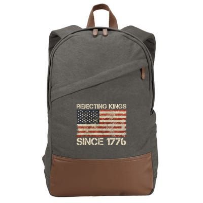 Rejecting Kings Since 1776 American Vintage Flag Cotton Canvas Backpack