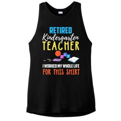 Retired Kindergarten Teacher Funny Retirement Gift Ladies PosiCharge Tri-Blend Wicking Tank