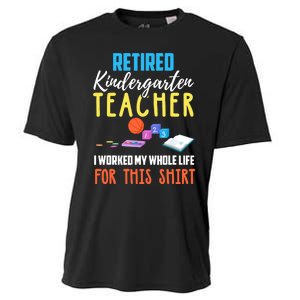 Retired Kindergarten Teacher Funny Retirement Gift Cooling Performance Crew T-Shirt