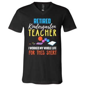 Retired Kindergarten Teacher Funny Retirement Gift V-Neck T-Shirt