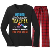 Retired Kindergarten Teacher Funny Retirement Gift Women's Long Sleeve Flannel Pajama Set 