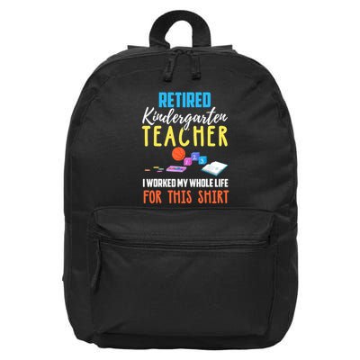 Retired Kindergarten Teacher Funny Retirement Gift 16 in Basic Backpack